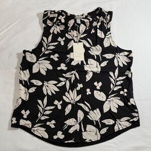 A New Day Black and Cream Floral Blouse